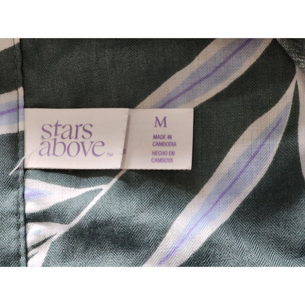 NWT Stars Above Pajama Top Women's M Green Palm Print Soft Sleepwear Shirt - Picture 3 of 8